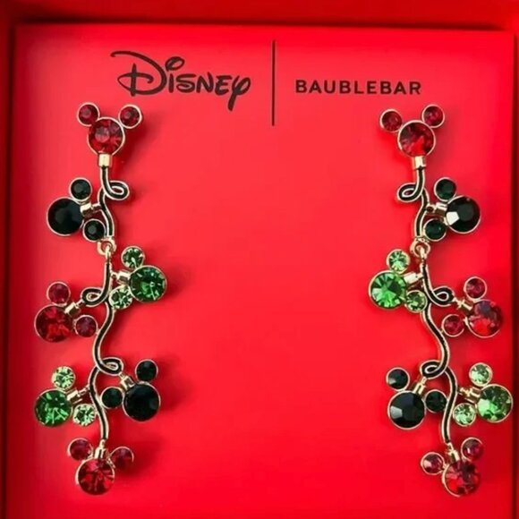Disney BaubleBar Mickey Mouse Christmas Lights Minnie Mouse Dangling Earrings - Picture 1 of 3